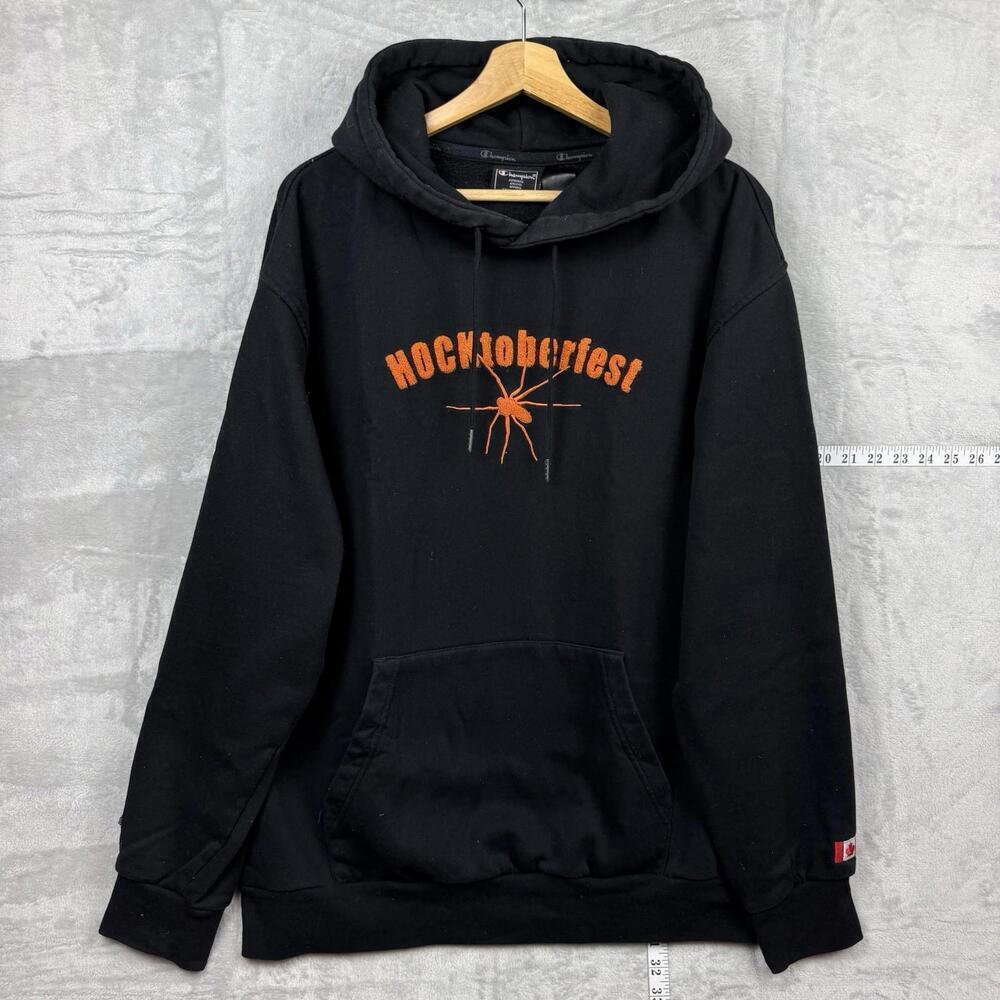 Champion HOCToberfest Hoodie Black Scary Hockey Canada Logo Size XL Halloween 🎃